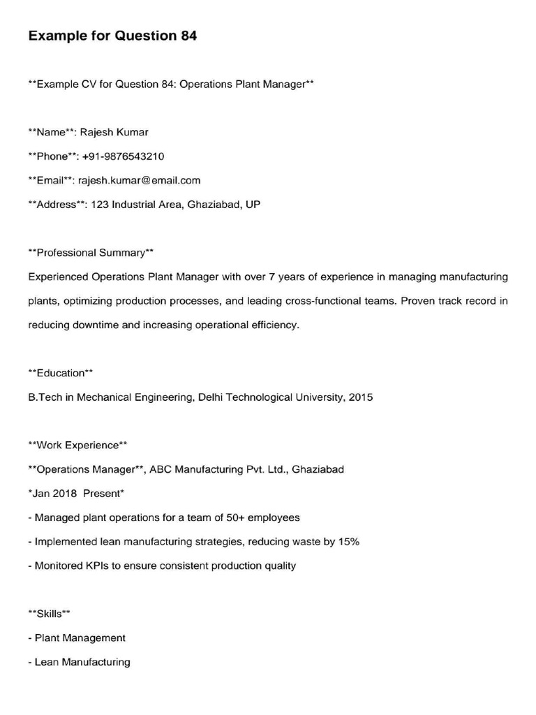 CV Writing Examples | PDF