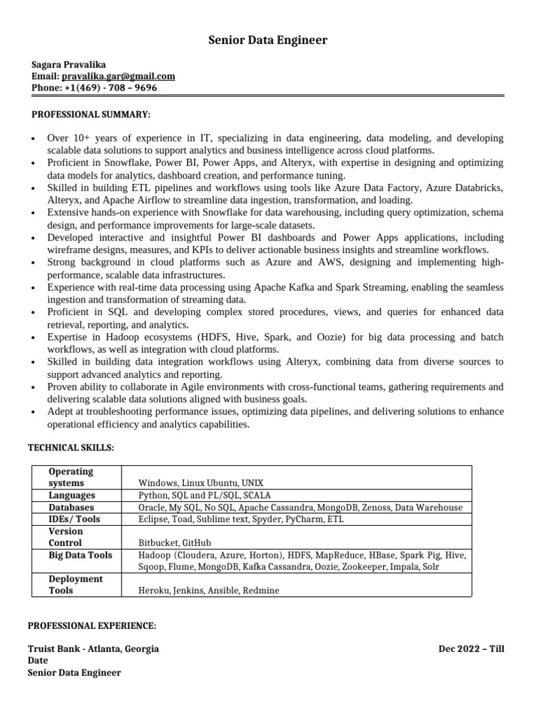Pravalika Garlapati: Senior Data Engineer | PDF | Apache Spark ...