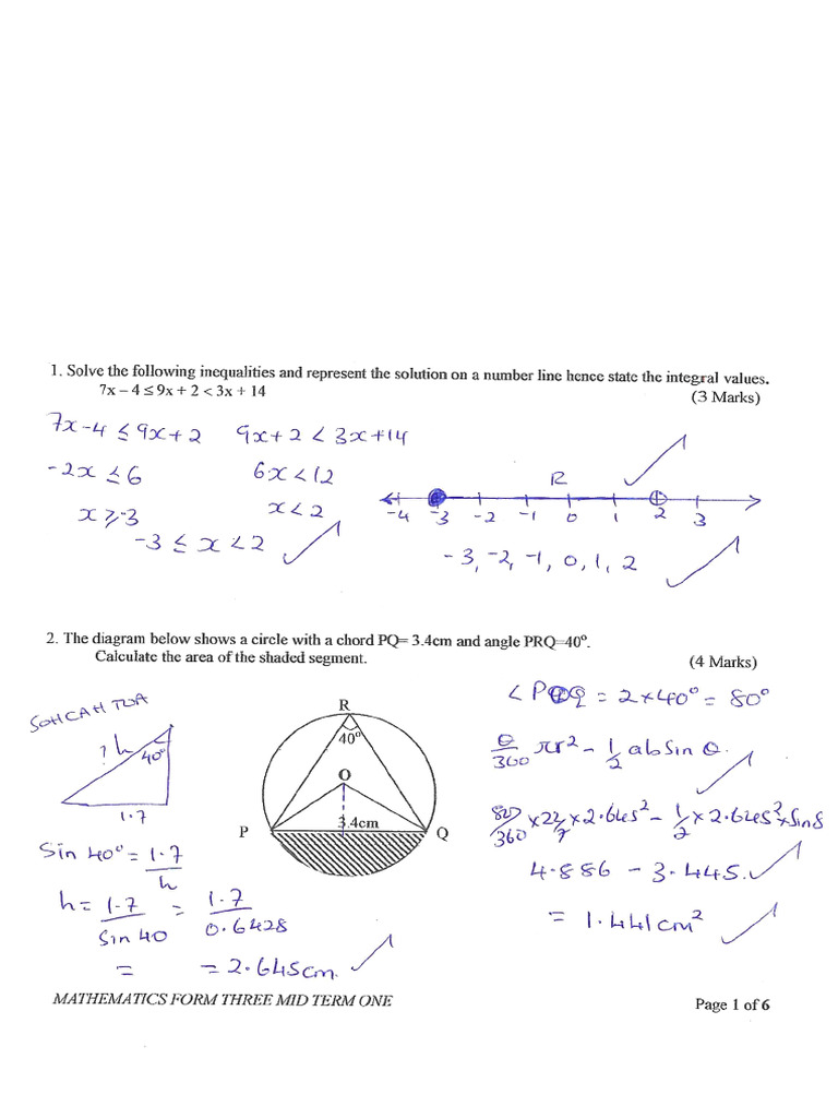 Mathematics f3 Ms | PDF