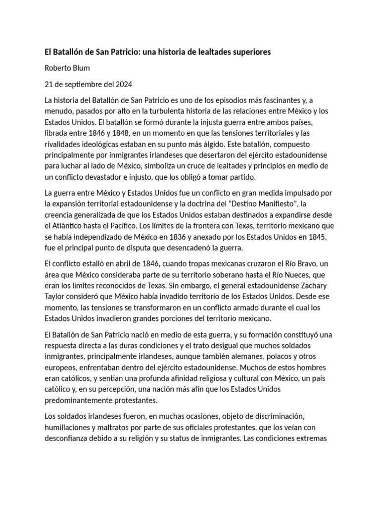 El Batallón de San Patricio | PDF | Militar