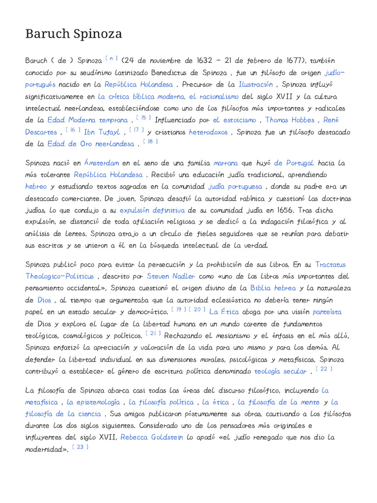 Baruch Spinoza: Filósofo del Siglo XVII | PDF | Baruch Spinoza | Teoría ...