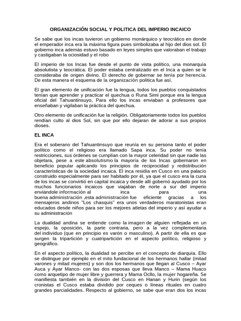 El Imperio Incaico Nuevo | PDF | Imperio Inca