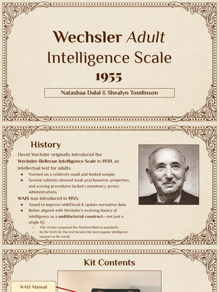 Overview of the Wechsler Adult IQ Scale | PDF | Wechsler Adult ...