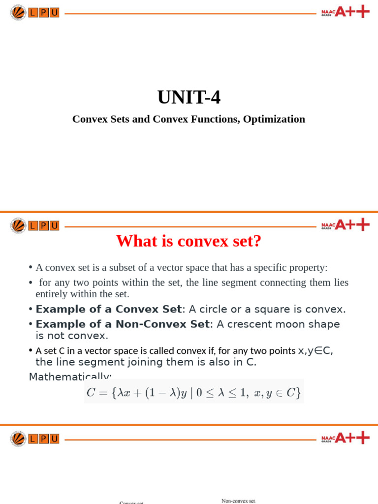 UNIT4 - Convex Sets and Convex Functions, Optimization | PDF ...