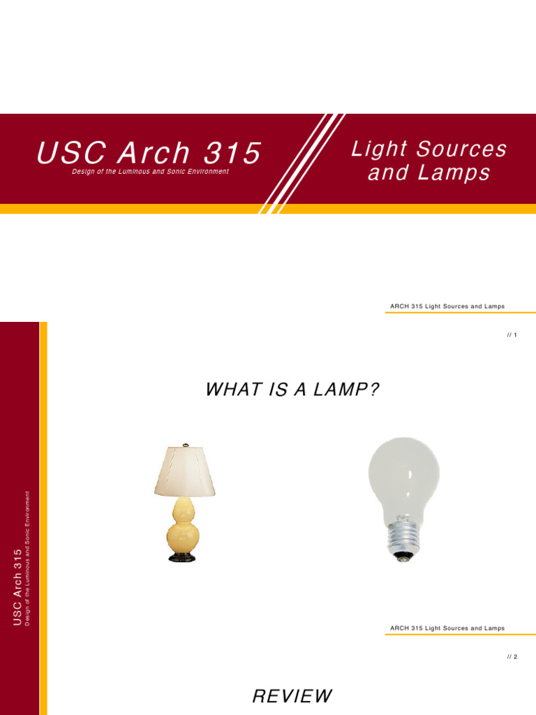 Lecture 3 - Rv1 - 315 - Light Sources and Lamps | PDF | Incandescent ...