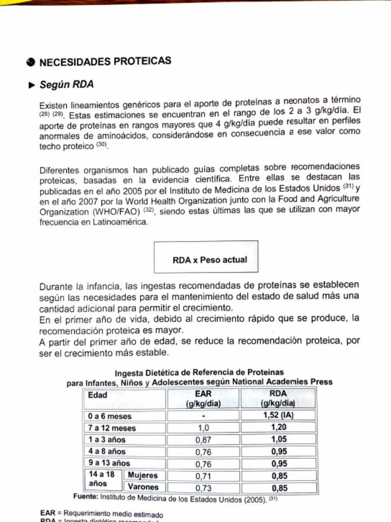 Rda y Kcal Metabolizadas 1 | PDF | Química | Bioquímica