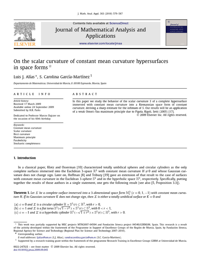 On The Scalar Curvature of Constant Mean Curvature Hypersurfaces | PDF ...