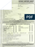 Patient History Sheet