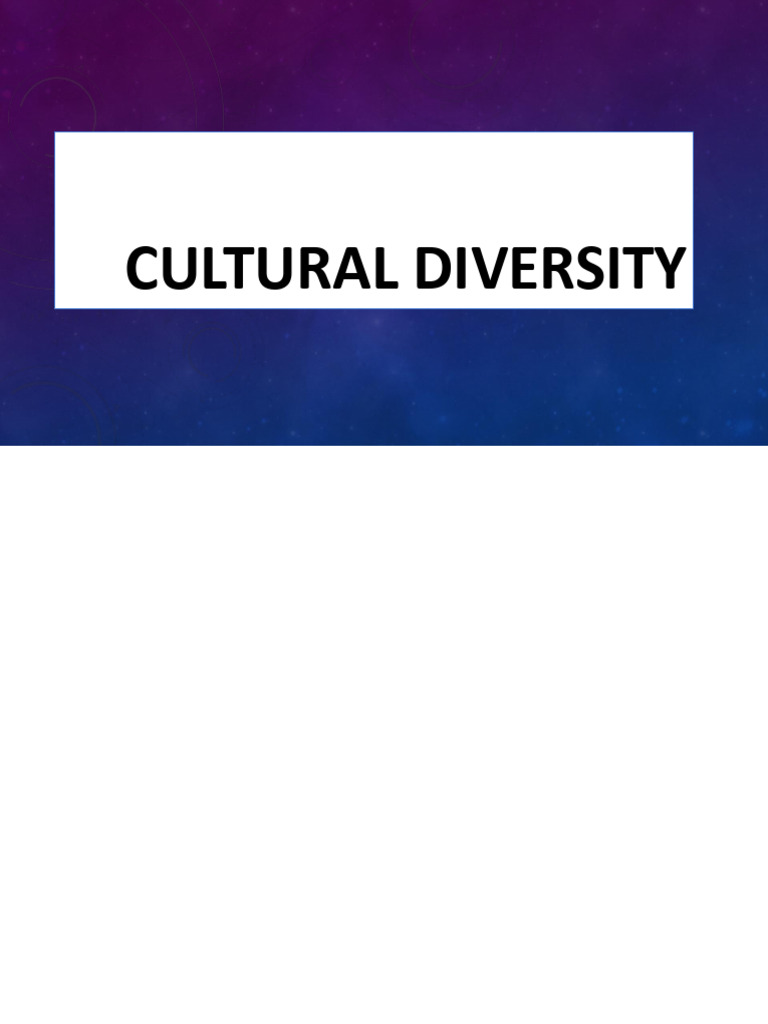 Cultural Diversity | PDF