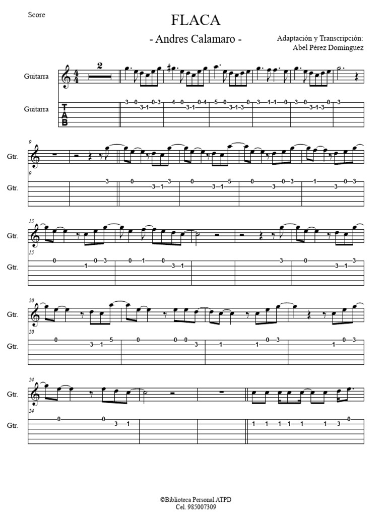 La Flaca Guitar Chords and Tabs | PDF