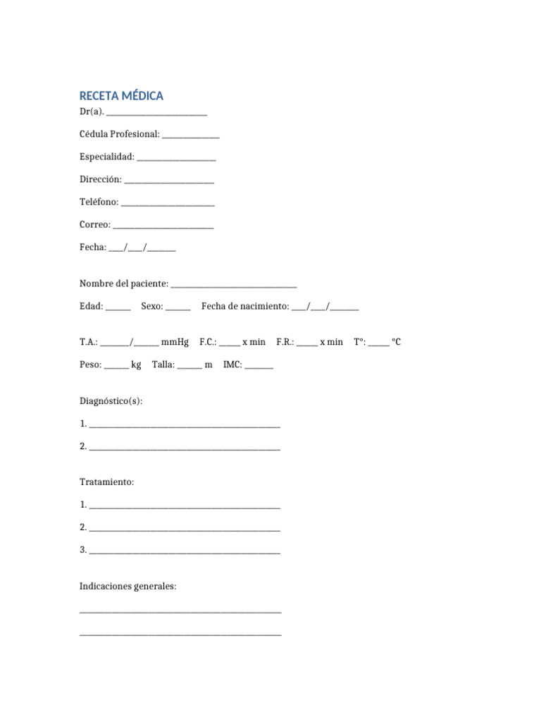 Receta Médica Editable en PDF | PDF