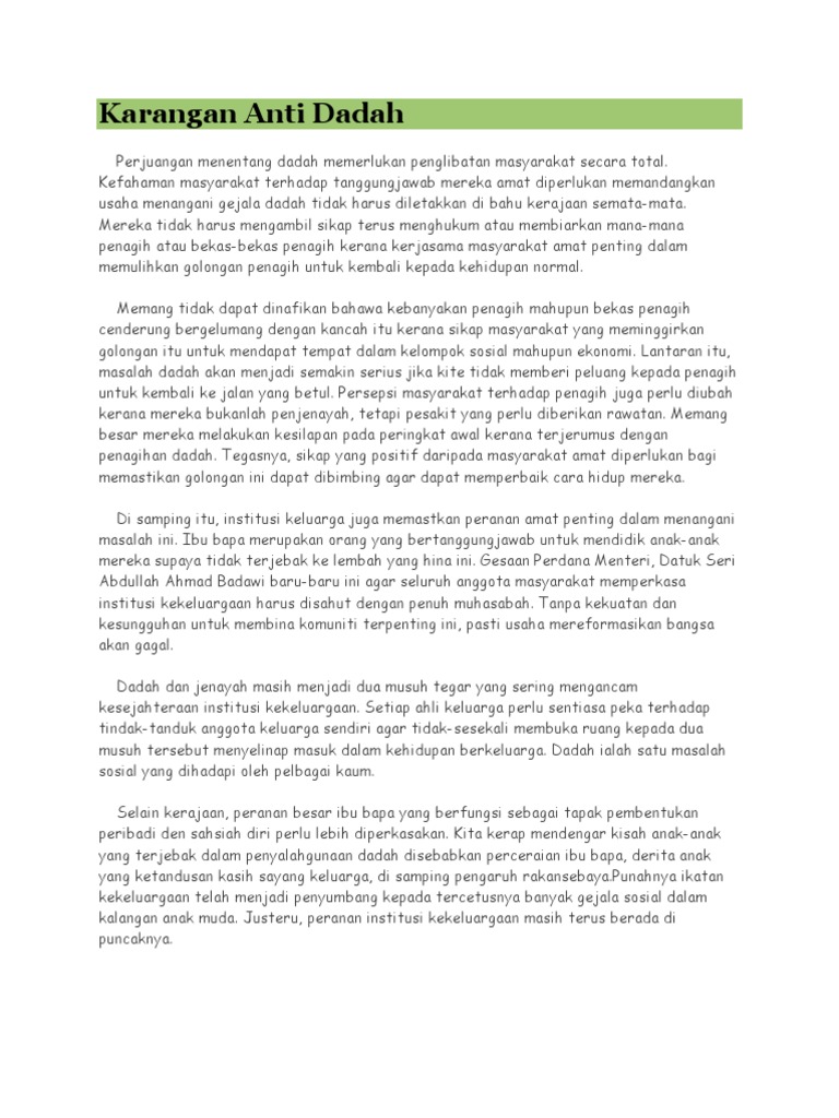 Karangan Anti Dadah Pdf