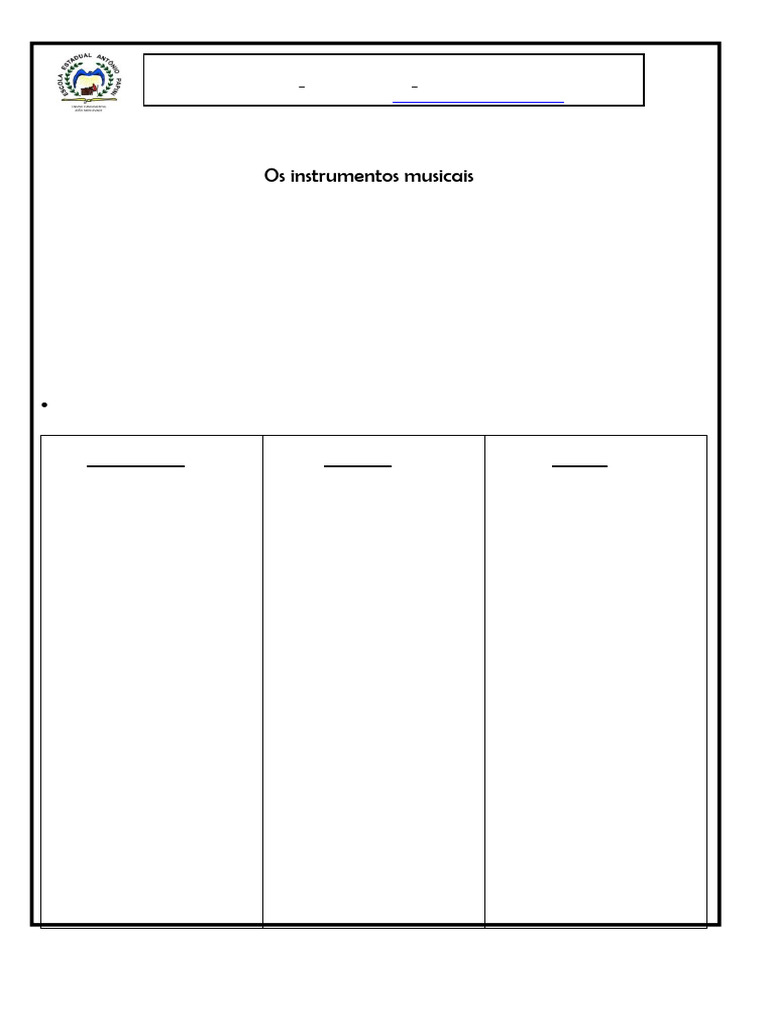 Famílias de Instrumentos Musicais | PDF