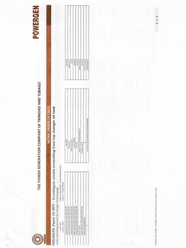 1406 Main Power Transformer Work Risk Assessment | PDF