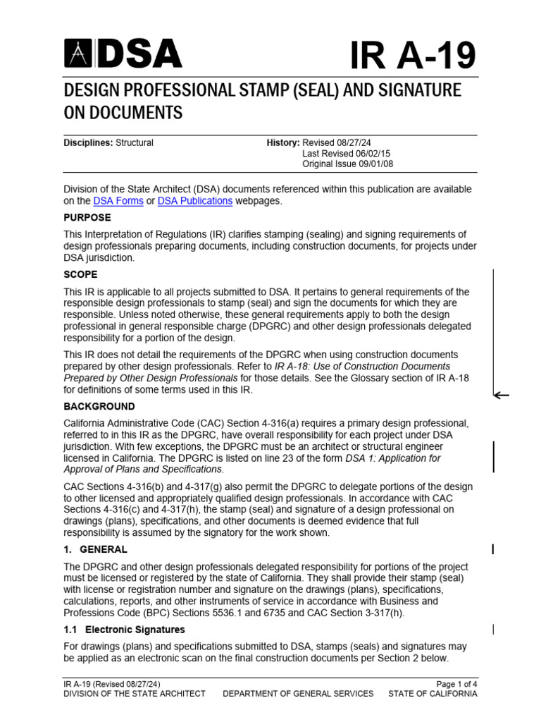 Design Professional Stamp (Seal) and Signature On Documents: DSA Forms ...