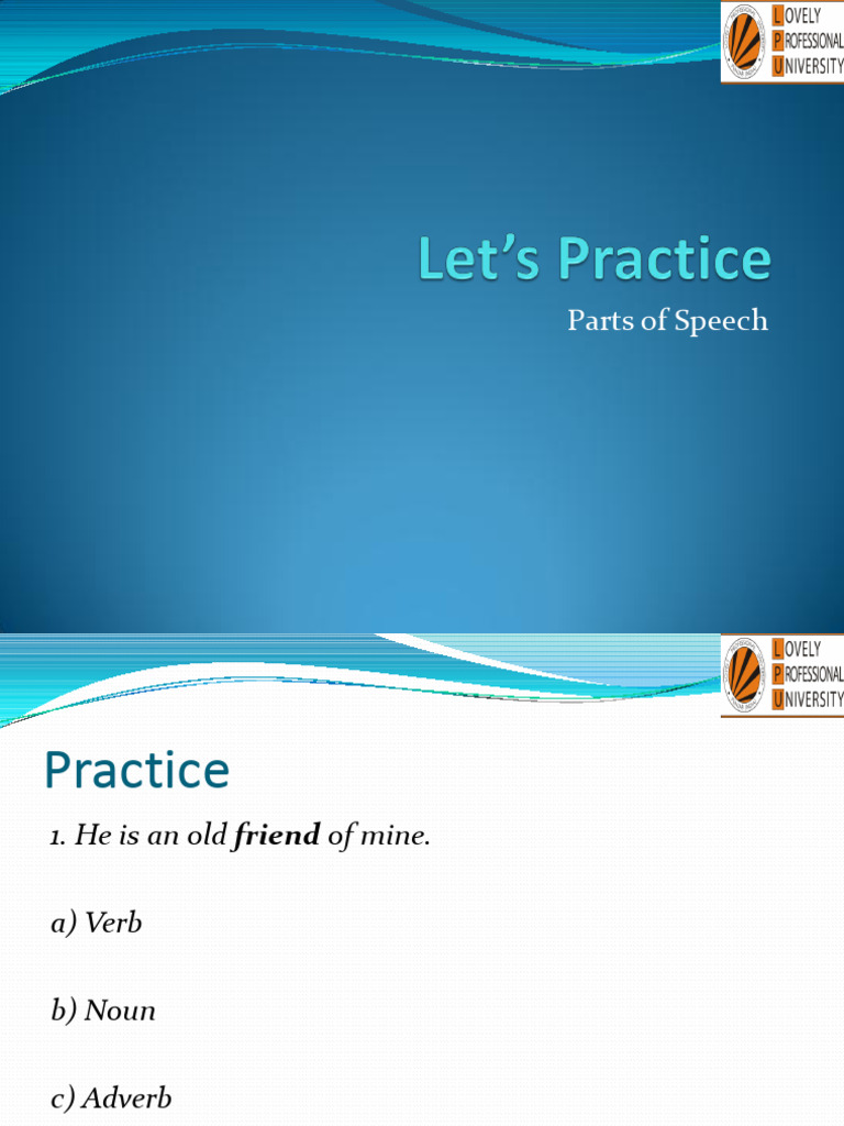 Parts of Speech Practice Exercises | PDF | Adverb | Adjective