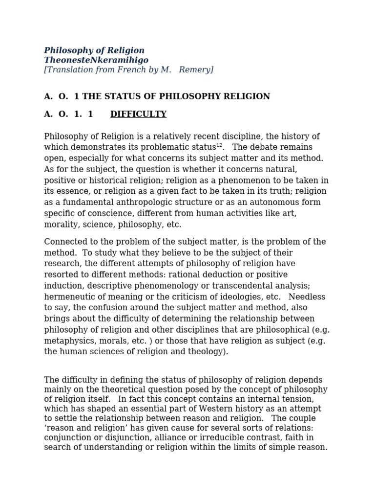 Philosophy of Religion (Edited) | PDF | Reason | Immanuel Kant