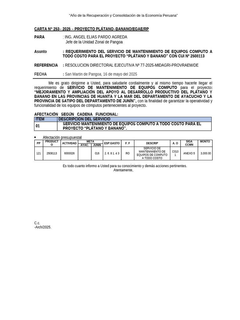 Mantenimiento de Equipos para Proyecto Banano | PDF | Corrupción ...