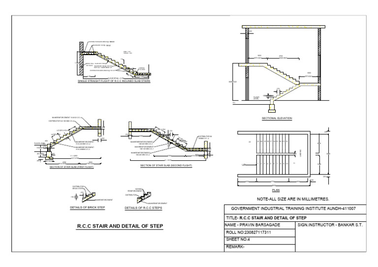 RCC Stair Design and Details | PDF | Stairs | Architectural Design