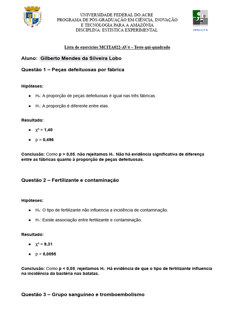 Teste Qui-Quadrado em Estatística Experimental | PDF
