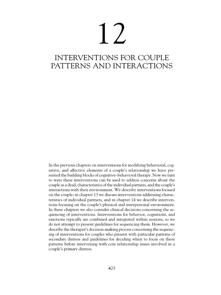 Interventions for Couple Interaction Patterns | PDF | Psychotherapy ...