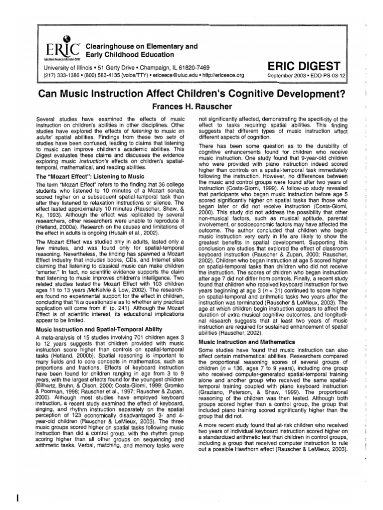 Rauscher 2003 - EricDigest | PDF