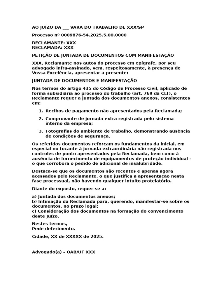 Juntada de Documentos Trabalhistas | PDF