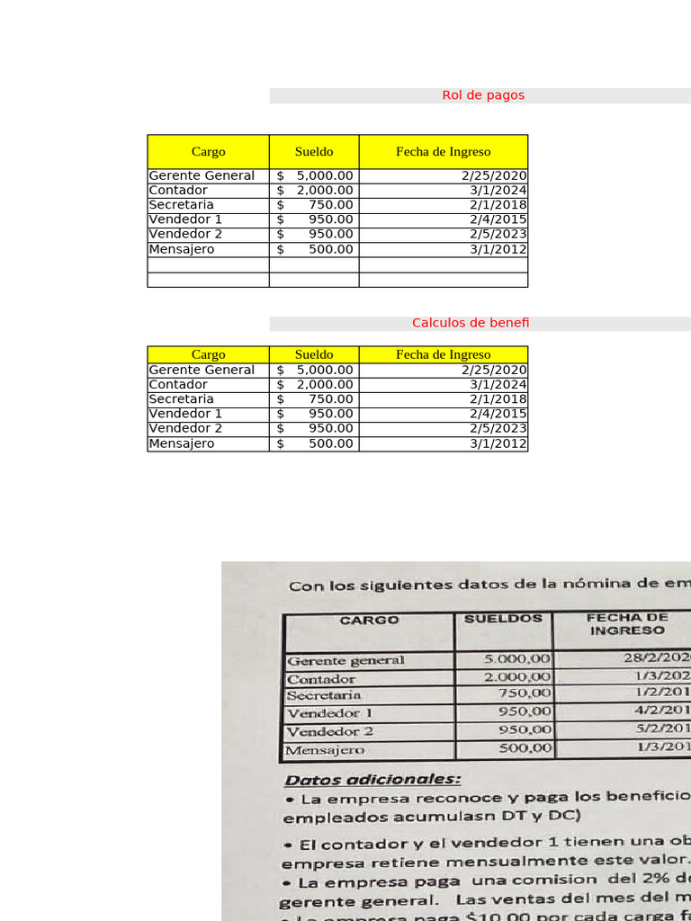 Rol de Pagos | PDF | Impuesto sobre la renta | Economias