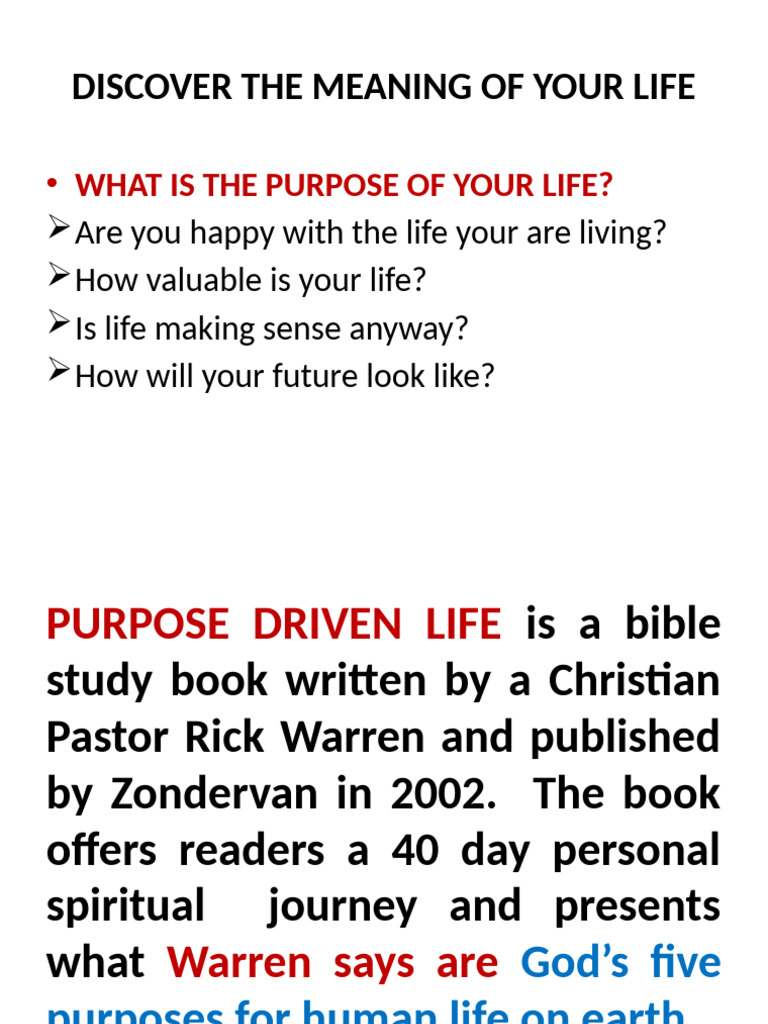 Purpose Driven Life Explained | PDF