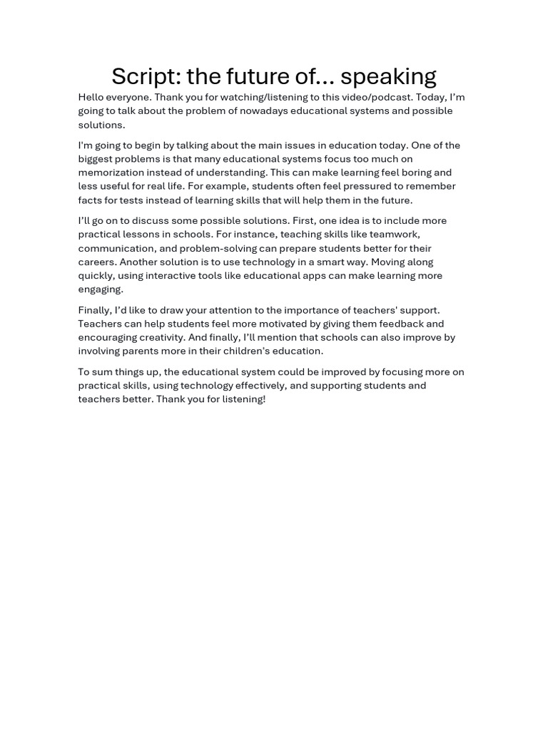 Speaking Script T2 | PDF