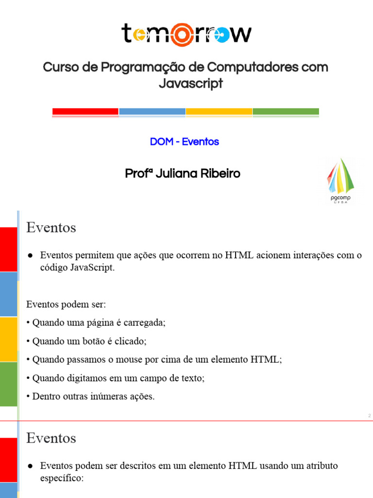 Eventos em JavaScript: Guia Prático | PDF | Modelo de Documento por ...