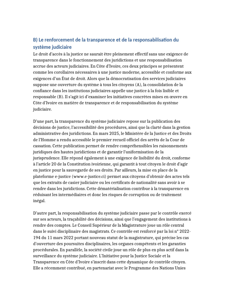 Transparence et Responsabilisation Judiciaire | PDF | Magistrat | Côte ...