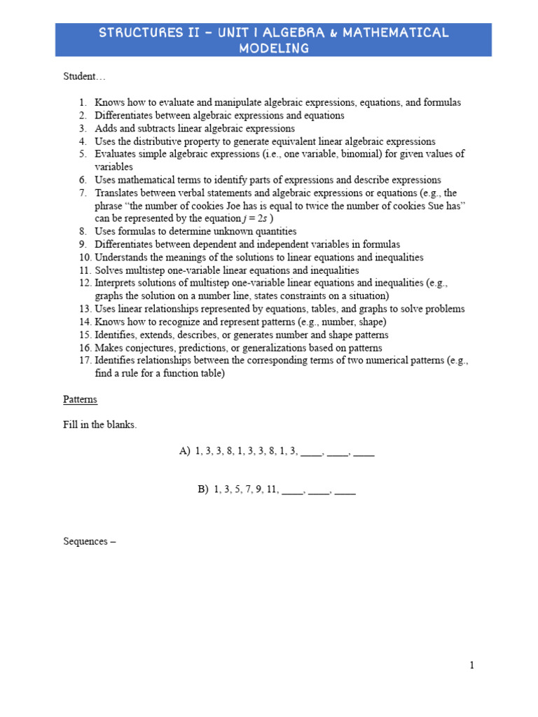 Structures+II+Spring+2025+ +unit+1+ +Algebra+and+Mathematical+Modeling ...