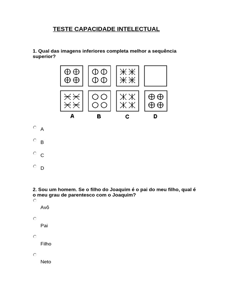 Teste de Capacidade Intelectual | PDF