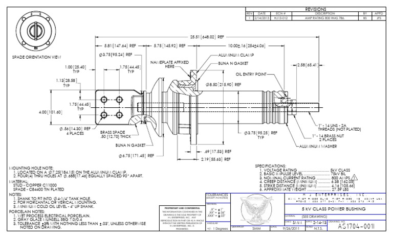 REV Date Ecn # Description BY Appd 1 2/14/2013 HJ13-012 Amp Rating 800 ...