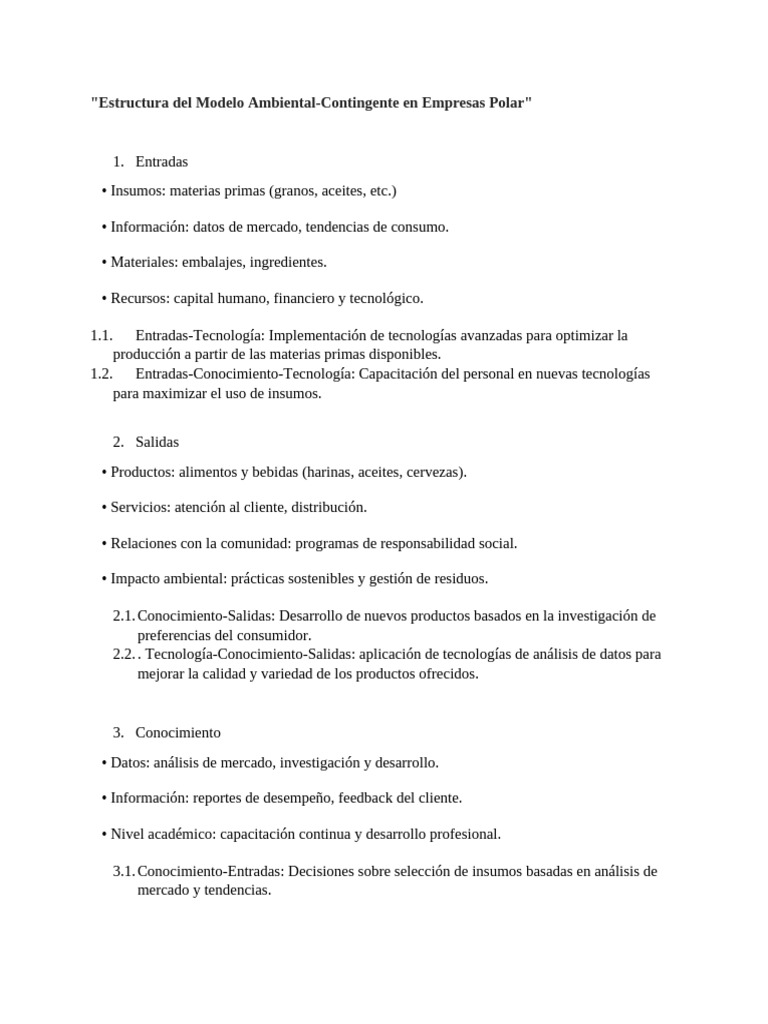Modelo Ambiental Contingente en Empresas Polar | PDF | Marketing ...