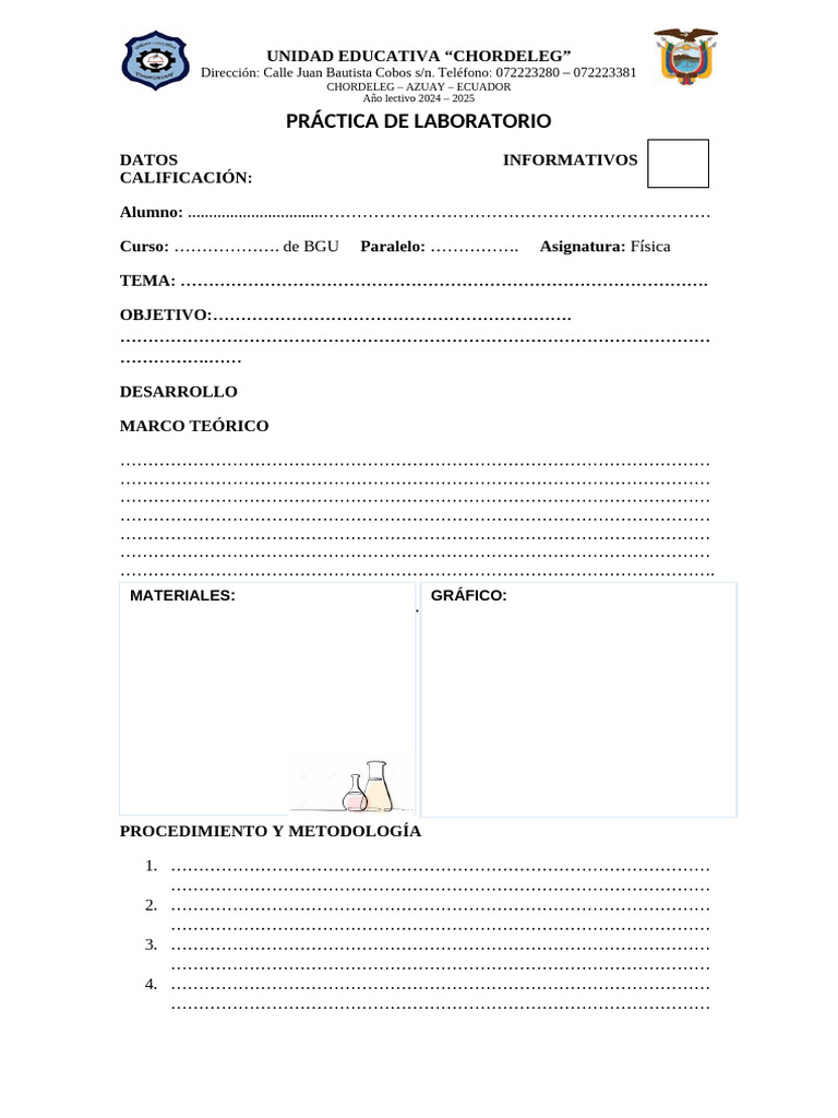 Formato PRACTICA DE LABORATORIO | PDF