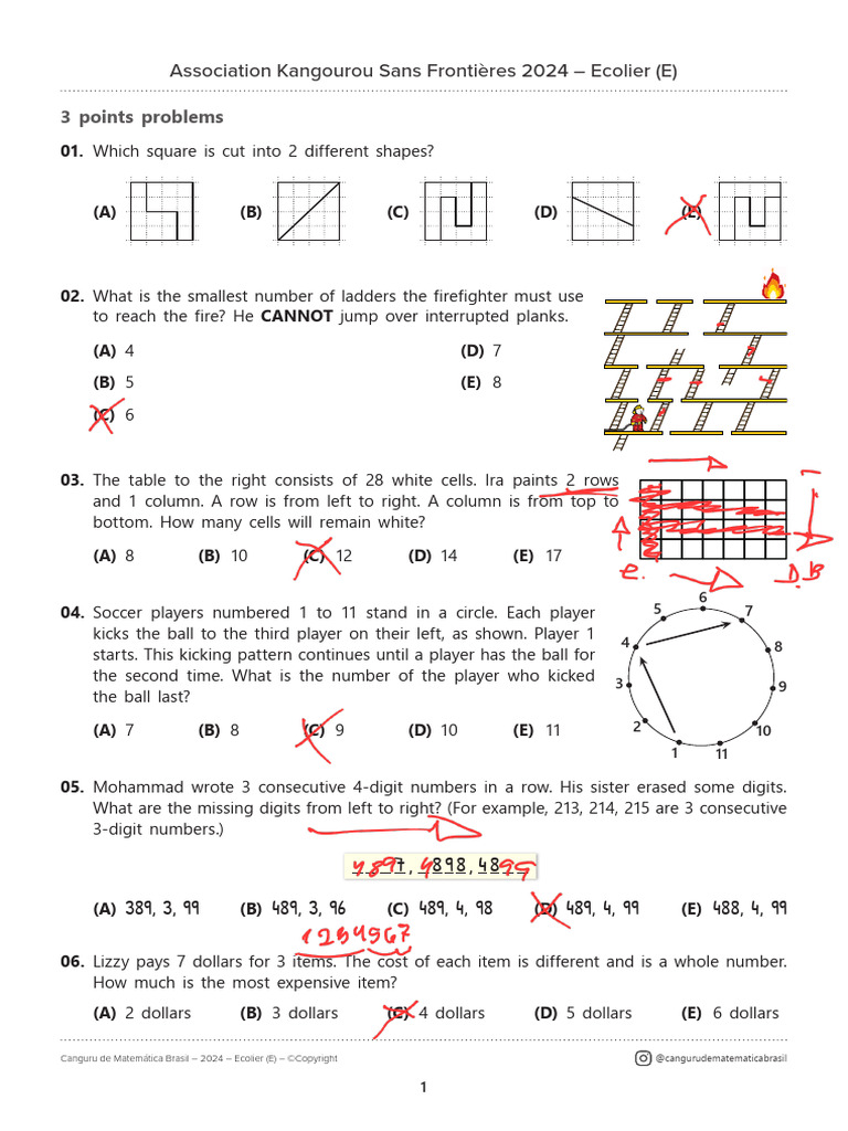 Kangourou Math Contest 2024 Problems | PDF