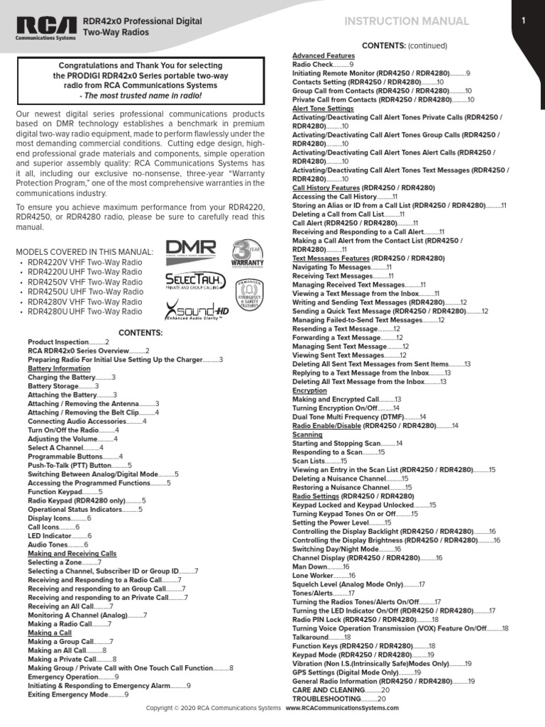 RCA RDR42x0 Series Manual Download | PDF | Battery Charger | Electrical ...