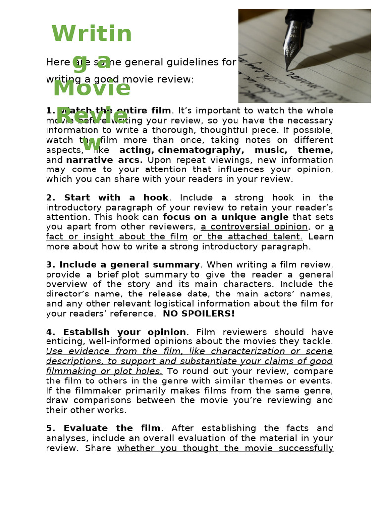 How to Write an Effective Movie Review | PDF
