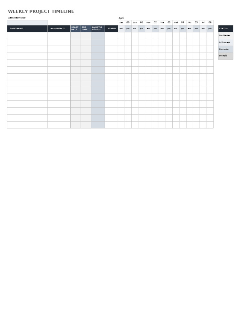 Weekly Project Timeline Overview | PDF