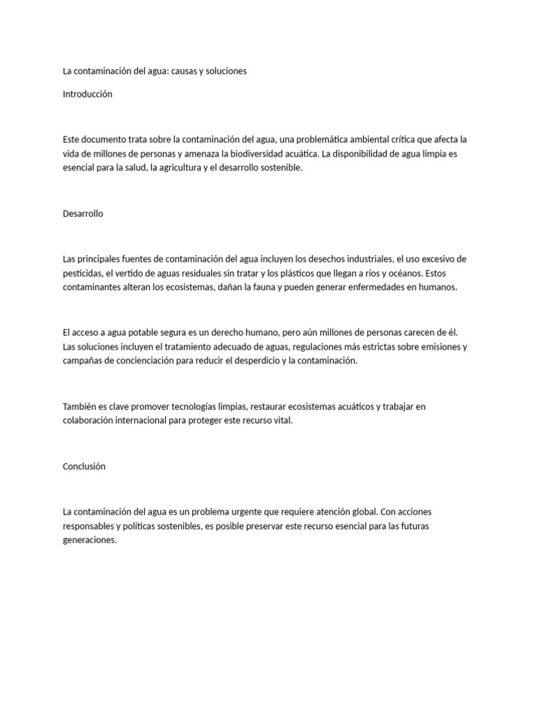 La Contaminación Del Agua: Causas y Soluciones | PDF