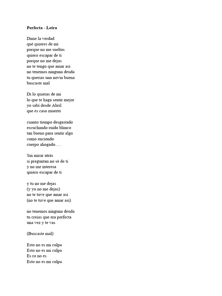 Perfecta - Letra | PDF