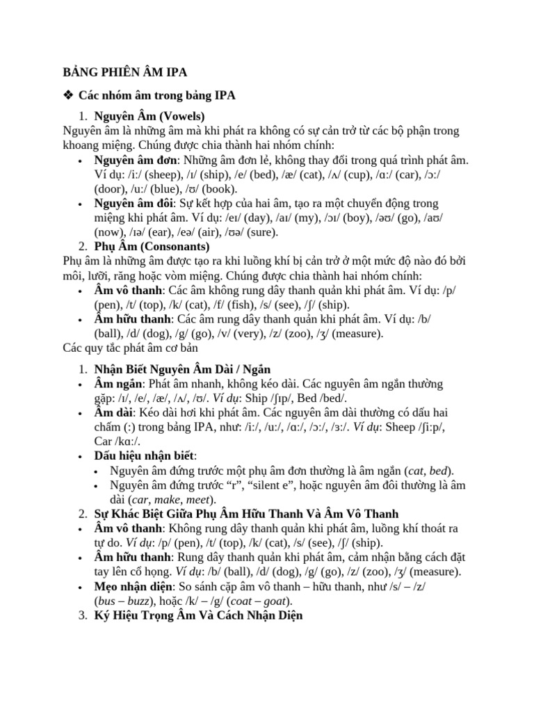 Bảng Phiên Âm Ipa | PDF