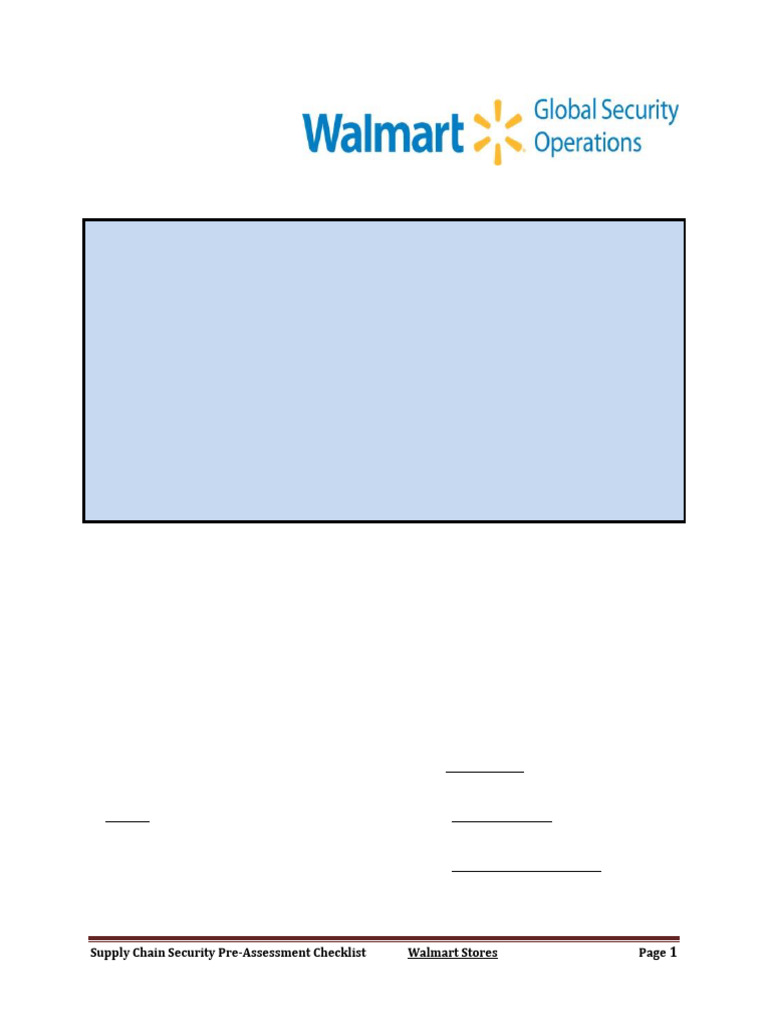Walmart Supply Chain Security Checklist | PDF | Identity Document | Cargo