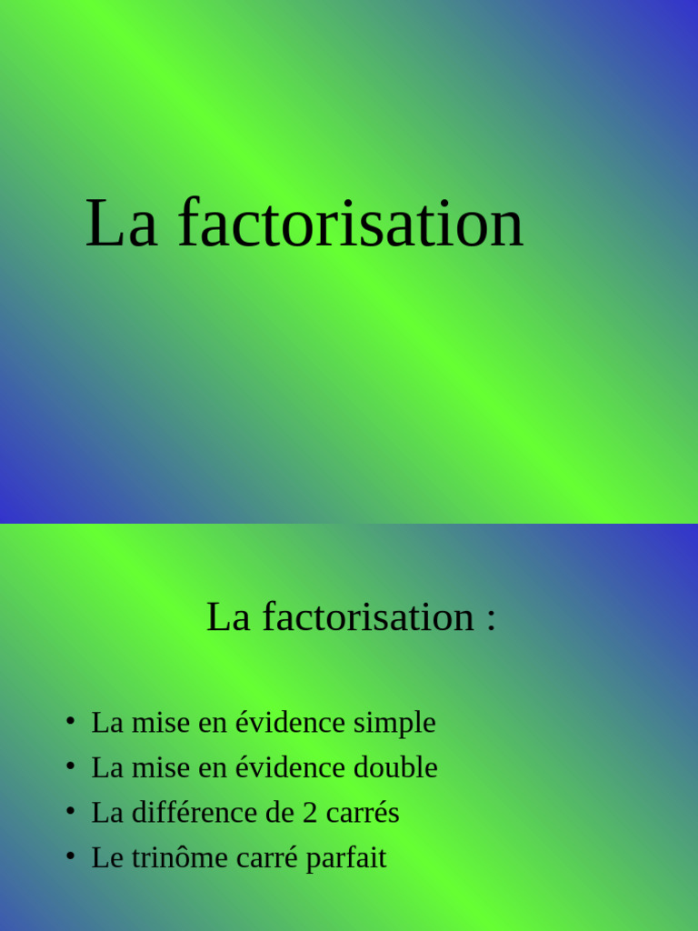 CH3 La Factorisation Partie 1 | PDF | Logique mathématique ...