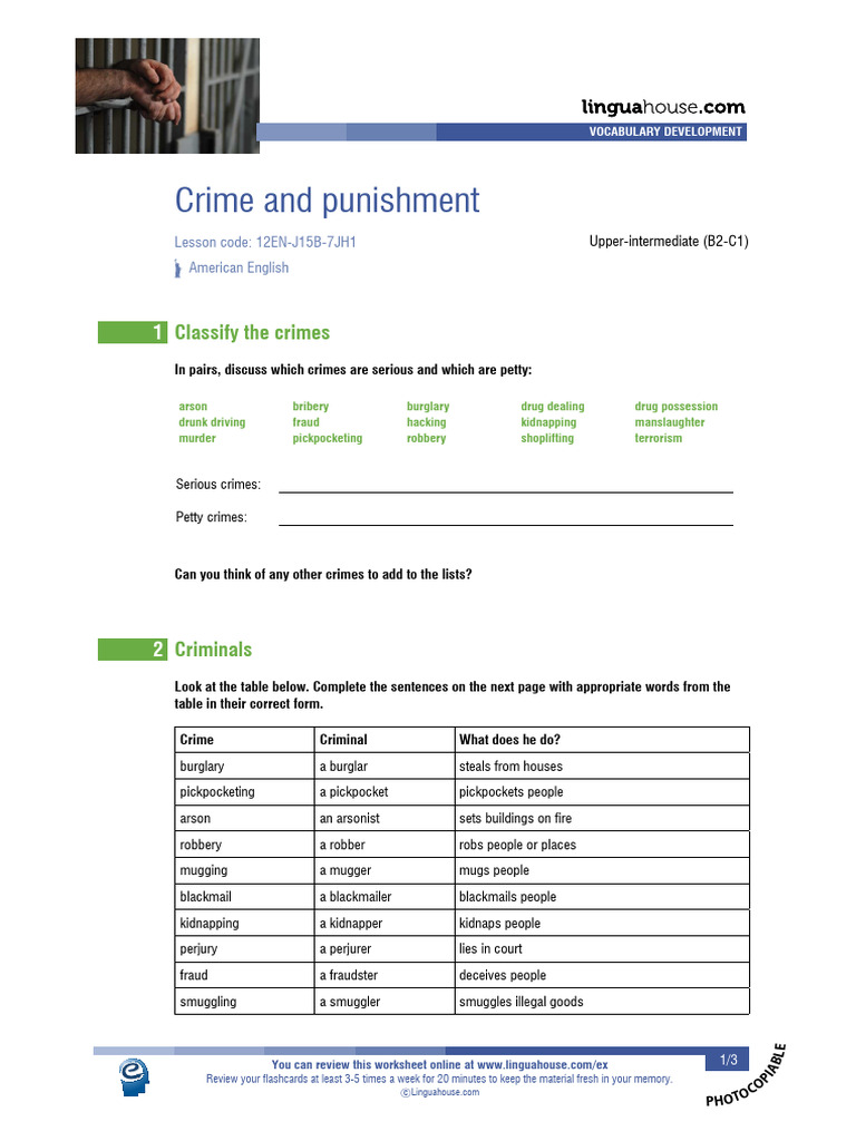 Crime and Punishment Vocabulary Guide | PDF | Acquittal | Robbery