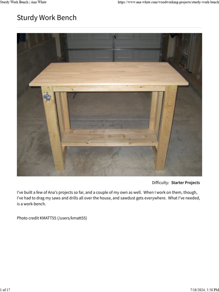Ana White's Sturdy Workbench Plans | PDF | Grilling