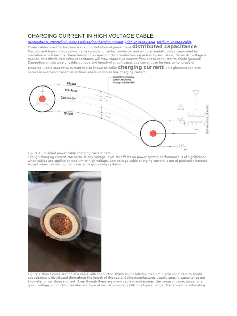 High Voltage Cable Charging Current Analysis | PDF | Capacitor ...