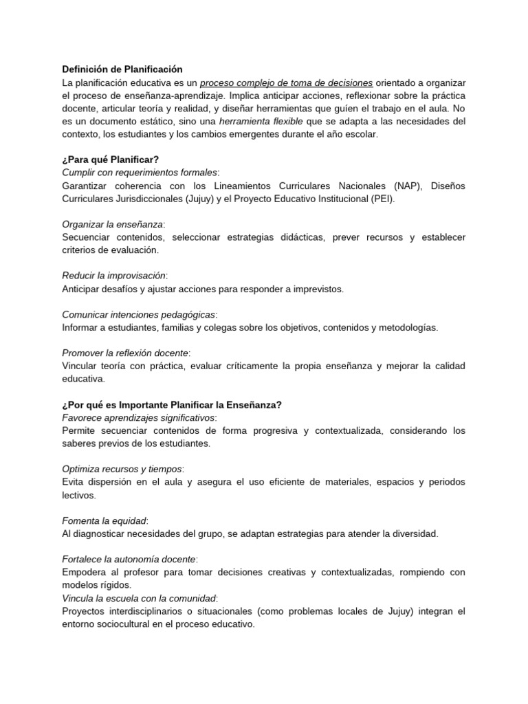 Planificación Educativa en Jujuy | PDF | Plan de estudios | Enseñando